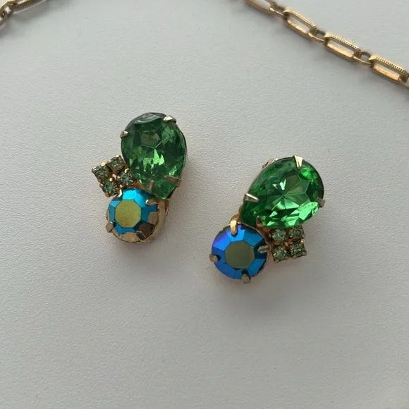 Vintage 1950s Coro Aurora Borealis AB Crystal Earrings and Necklace Set - Picture 3 of 7